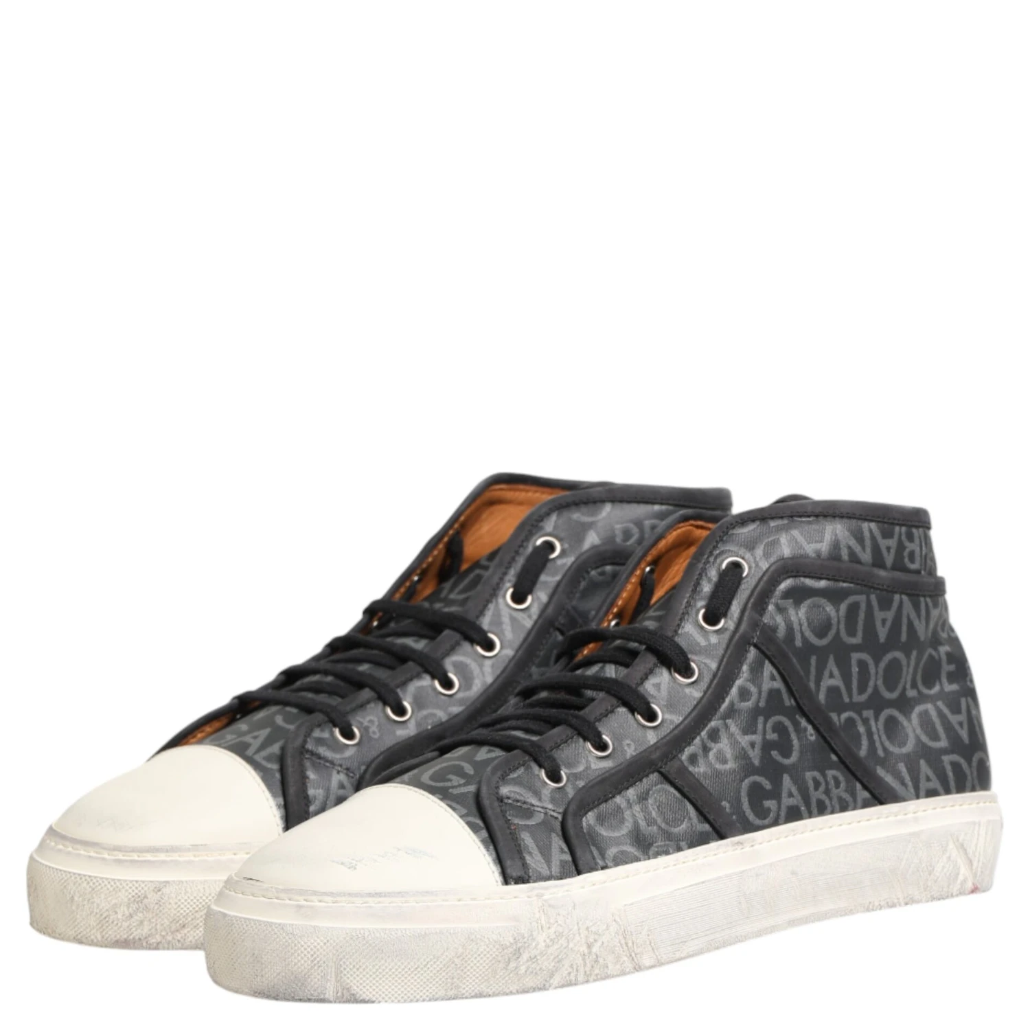 Black White Canvas Logo Mid Top Sneakers Shoes