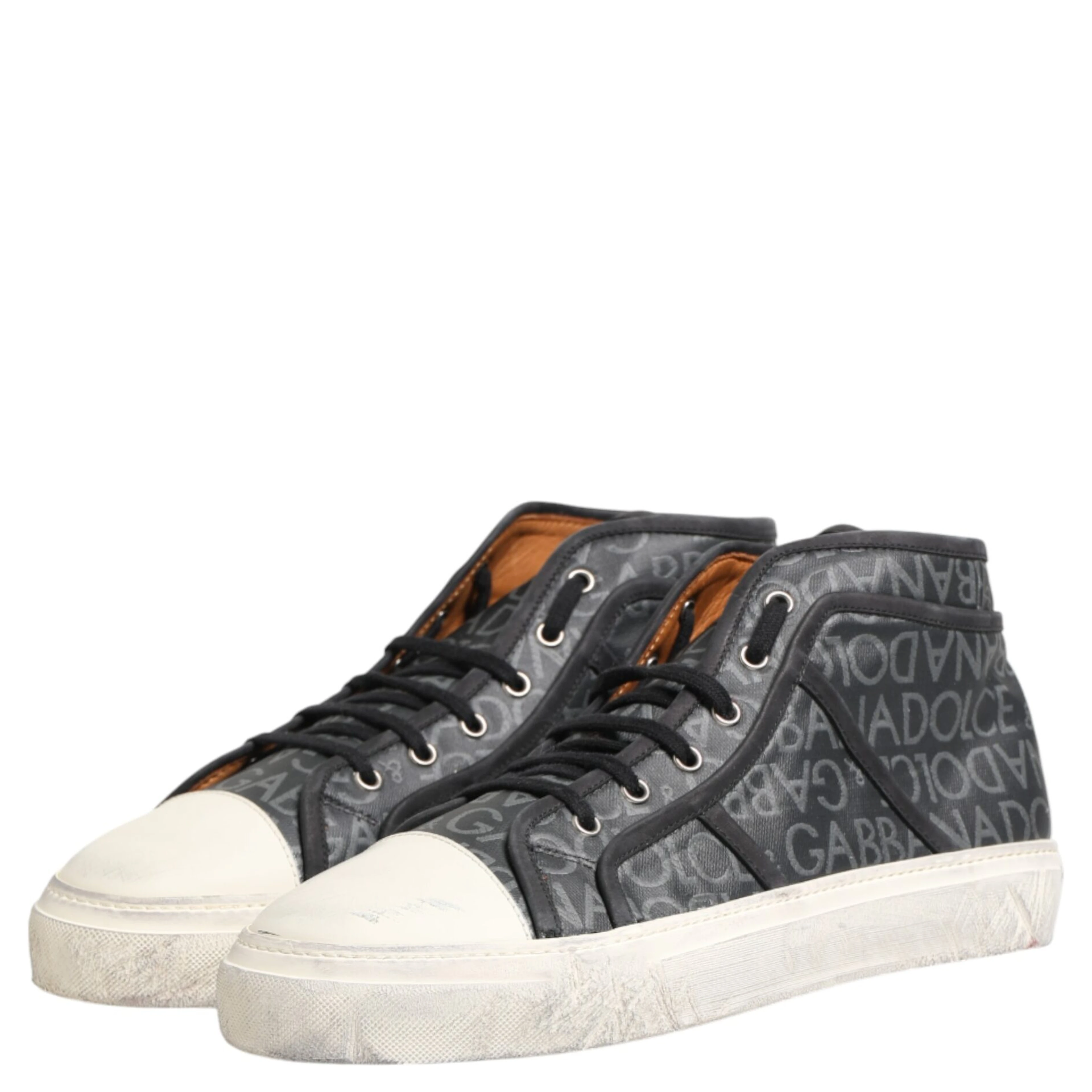 Black White Canvas Logo Mid Top Sneakers Shoes