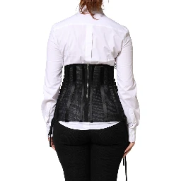 Black Lace-Up Waist Cincher Bustier Corset Top