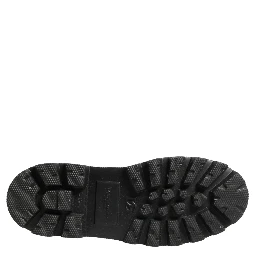 Black Leather Trek Sole Combat Boots Shoes