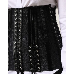 Black Lace-Up Waist Cincher Bustier Corset Top