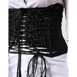 Black Polyester LaceUp Waist Cincher Corset Top