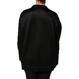 Black Embellished Logo Crystal Sweatshirt Top