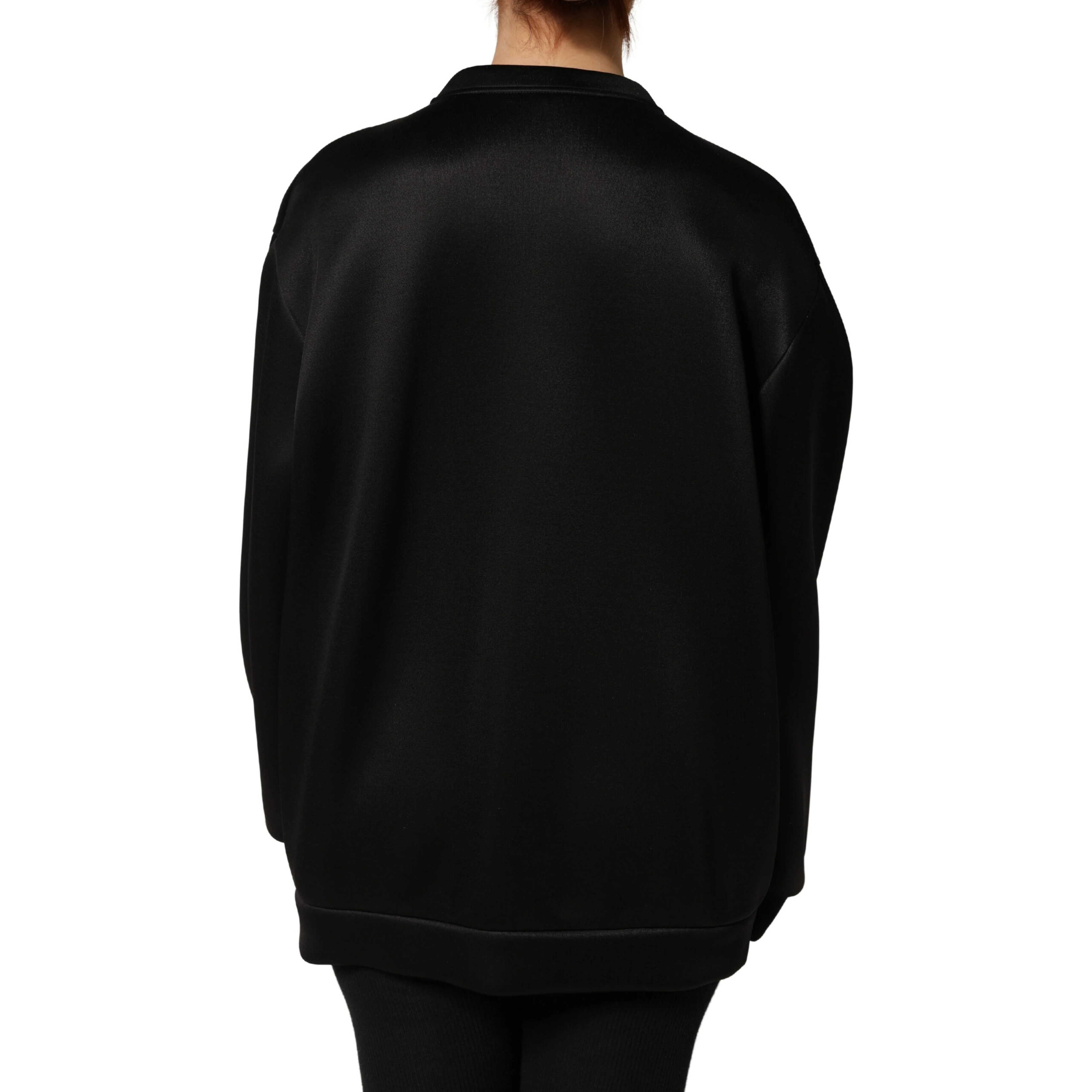 Black Embellished Logo Crystal Sweatshirt Top