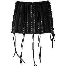 Black Lace-Up Waist Cincher Bustier Corset Top