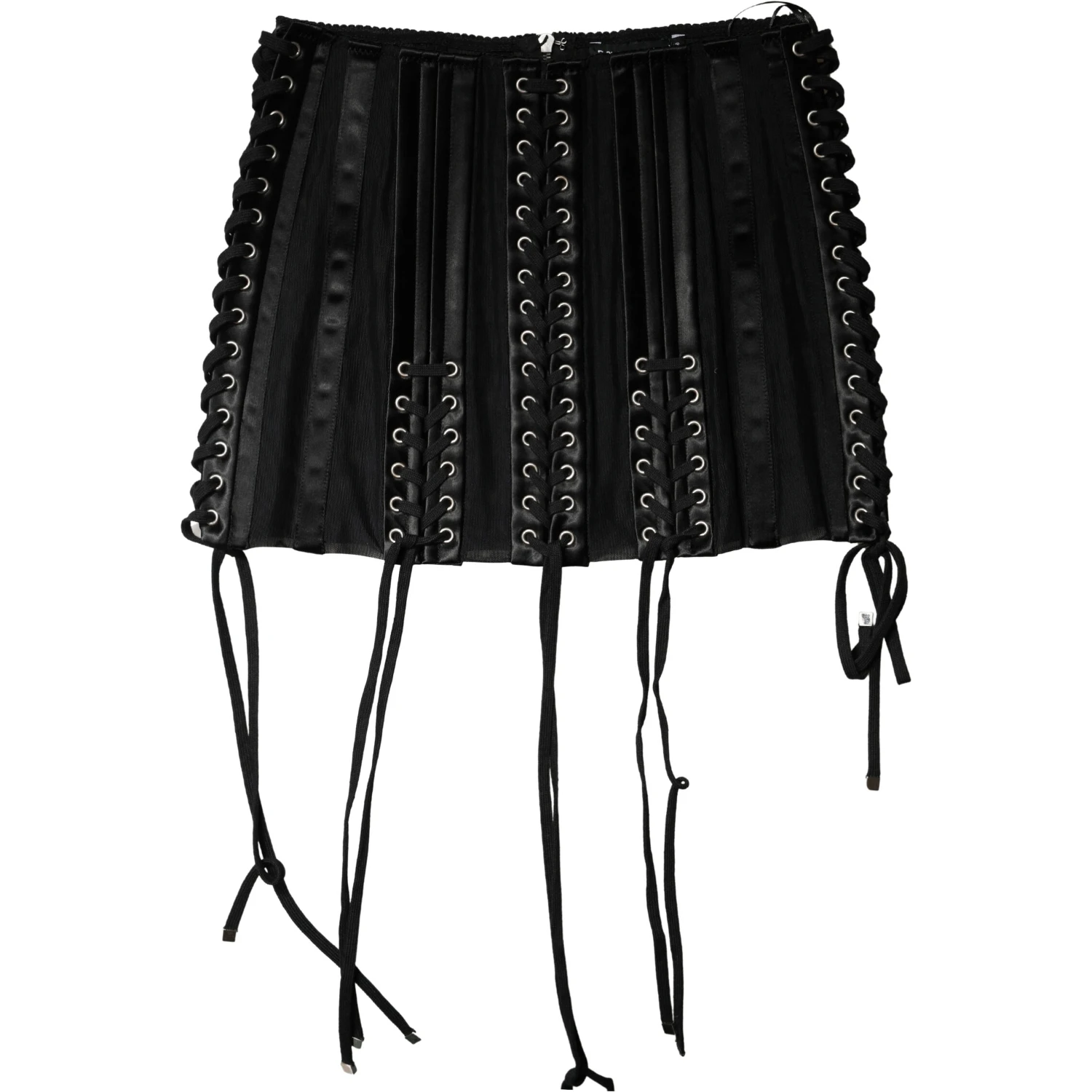 Black Lace-Up Waist Cincher Bustier Corset Top