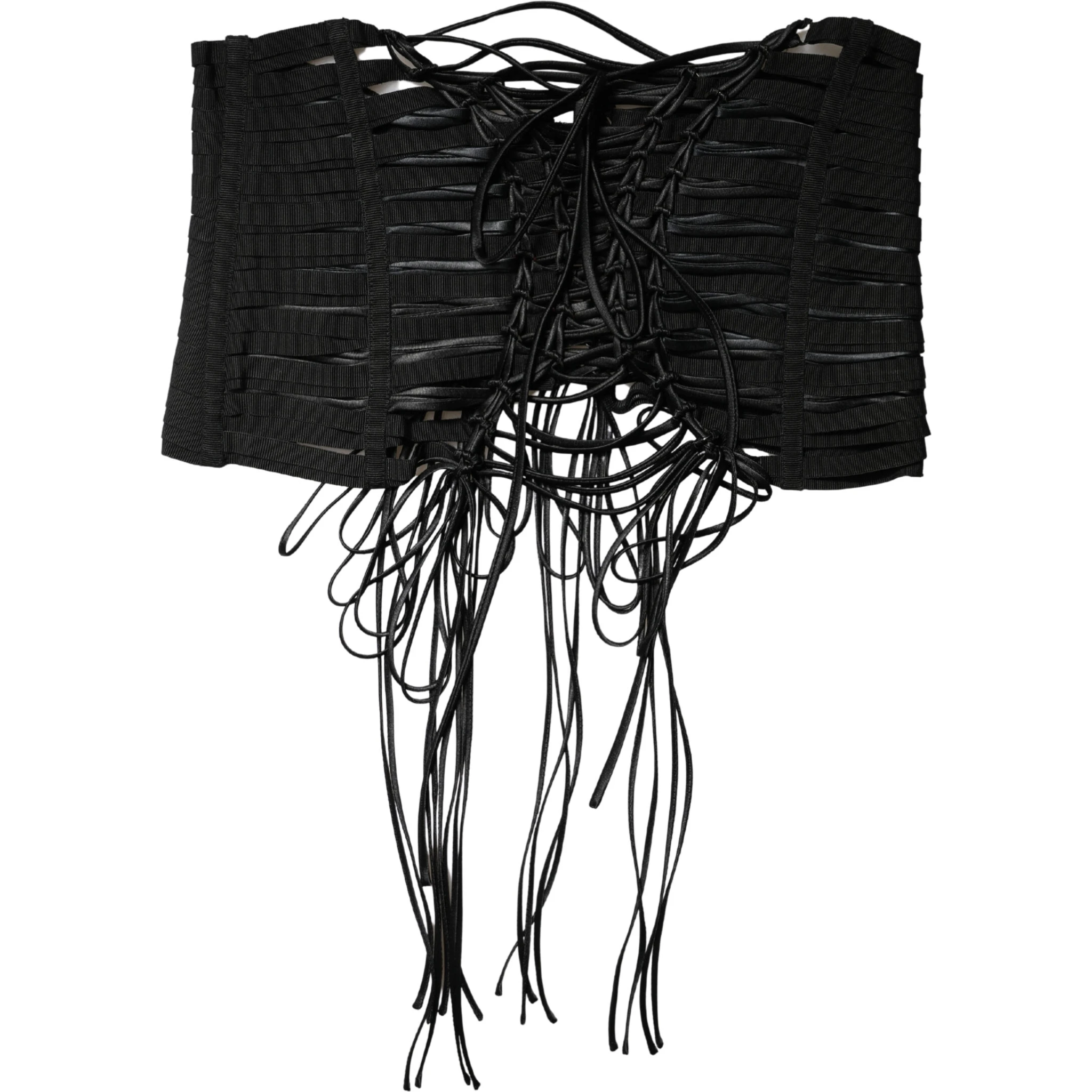 Black Polyester LaceUp Waist Cincher Corset Top