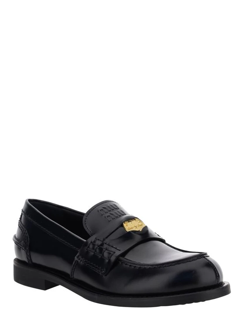 Black Rubber Slip-On Loafers
