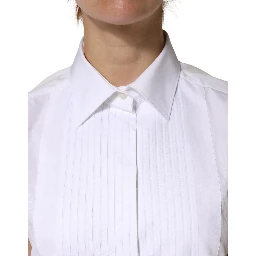 White Cotton Pleated Sleeveless Button Down Top