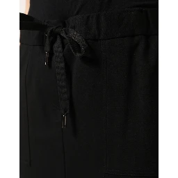 Black Cotton Drawstring Long Maxi Cargo Skirt