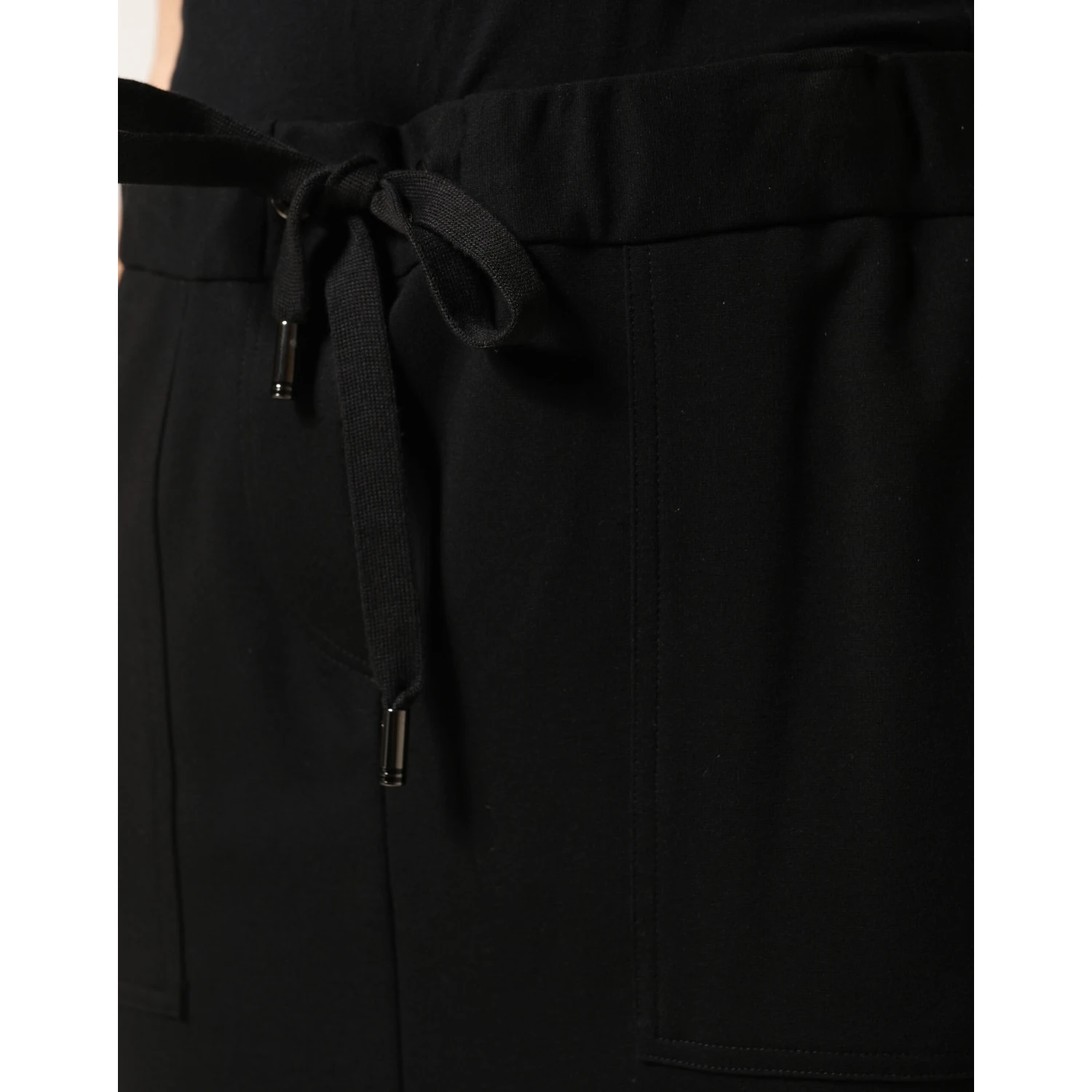 Black Cotton Drawstring Long Maxi Cargo Skirt