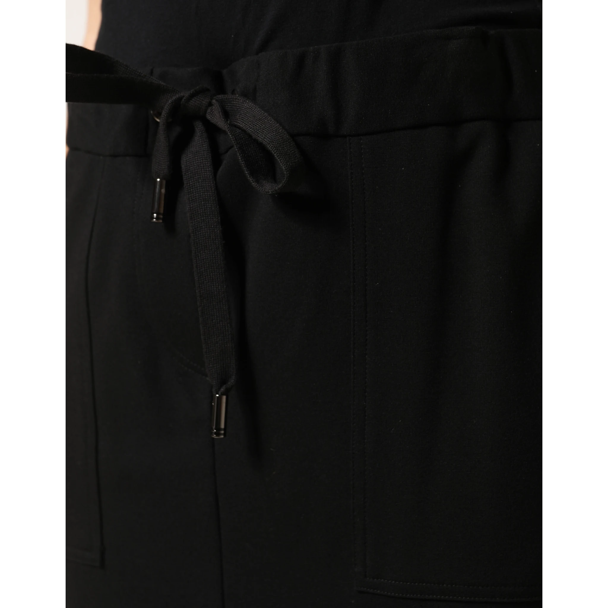 Black Cotton Drawstring Long Maxi Cargo Skirt