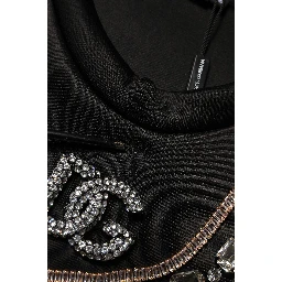 Black Embellished Logo Crystal Sweatshirt Top