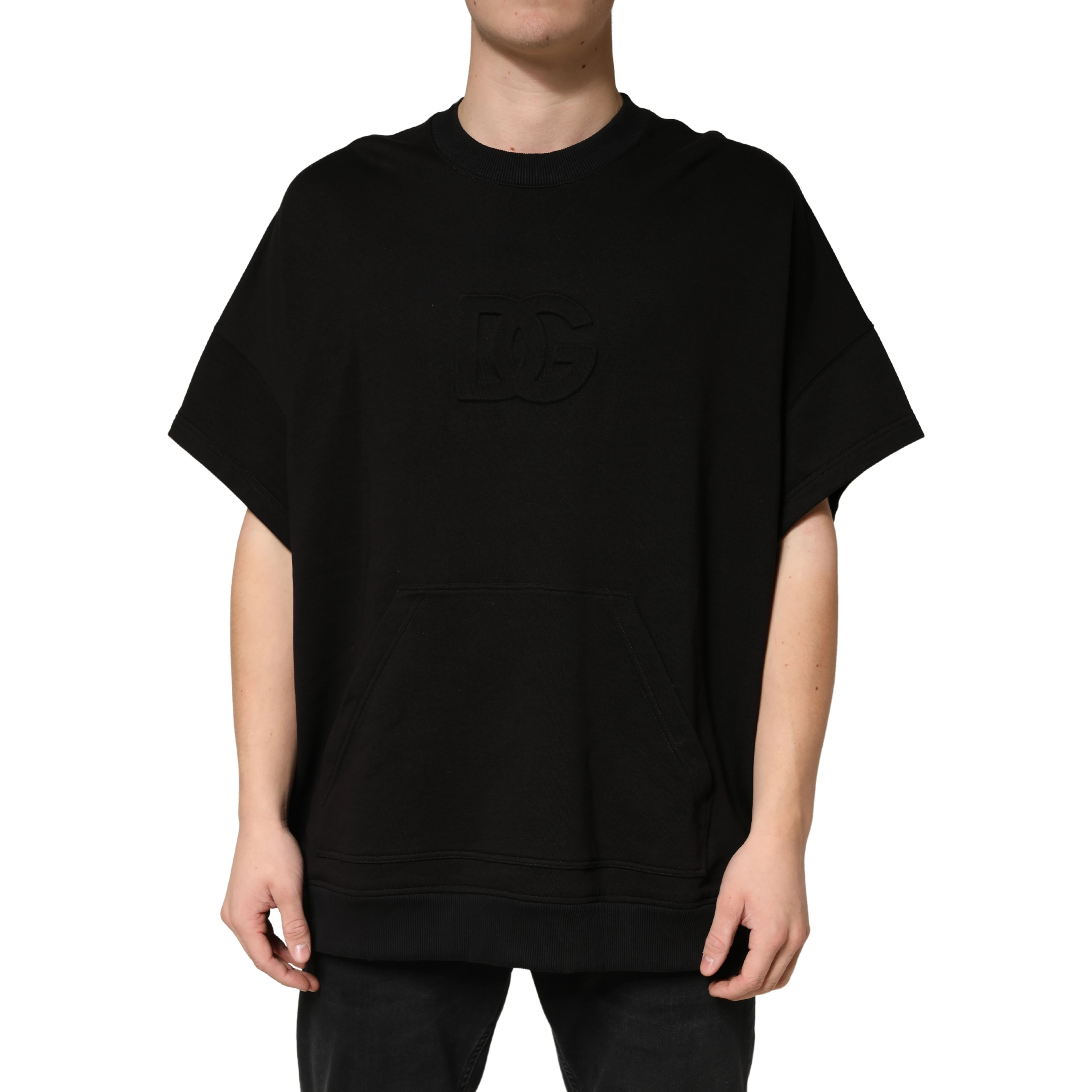 Black Cotton Crewneck Short Sleeve T-Shirt