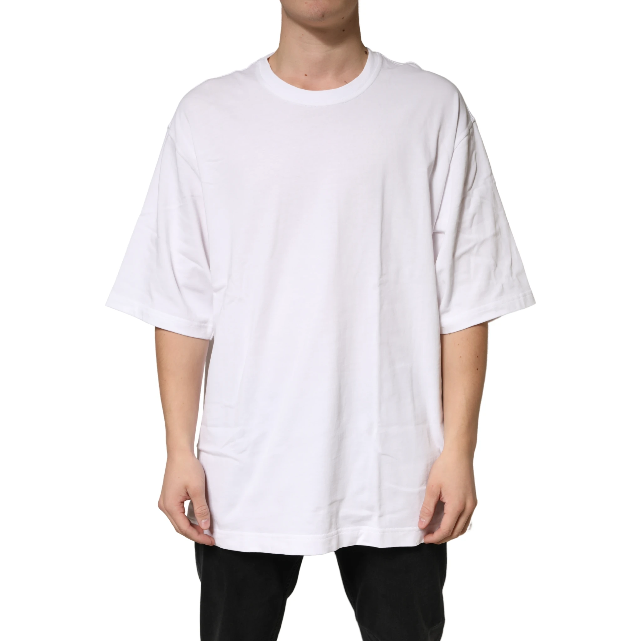 White Cotton Crewneck Short Sleeve T-Shirt