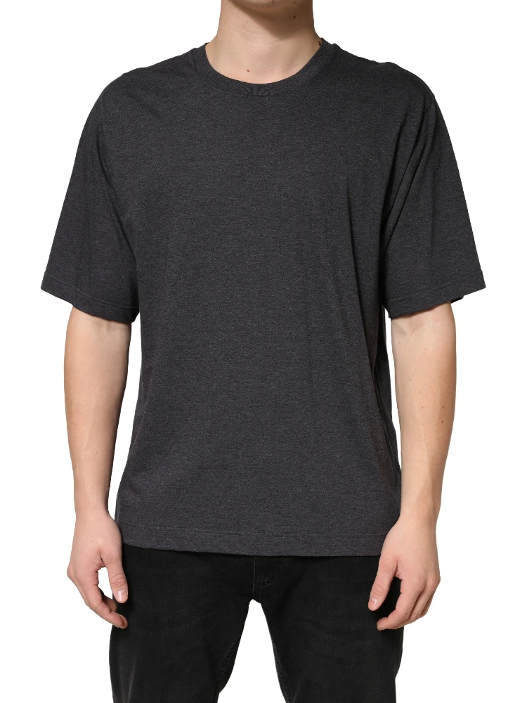 Dark Grey Cotton Crewneck Short Sleeve