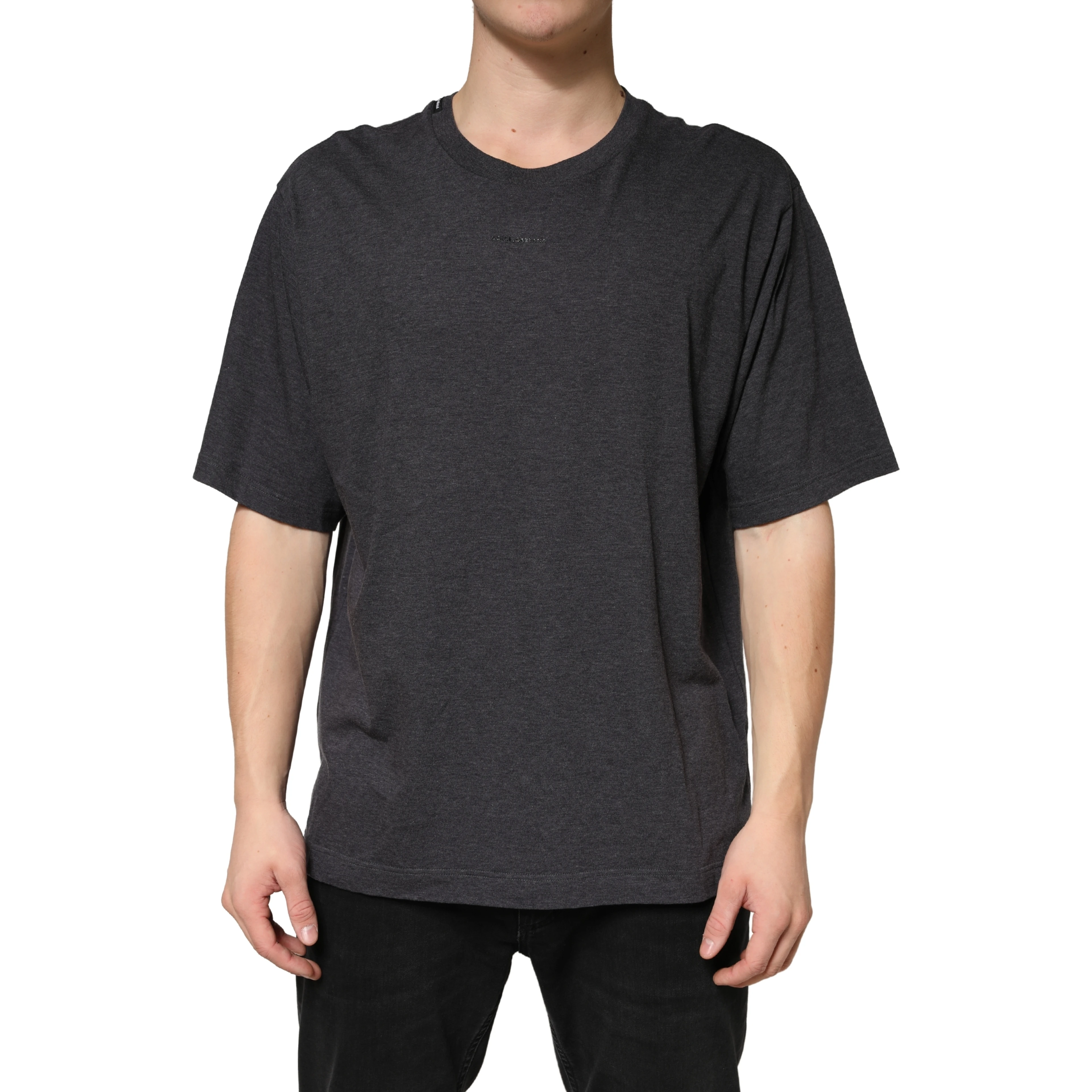 Dark Grey Cotton Crewneck Short Sleeve