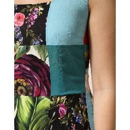 Multicolor Patchwork Silk Sleeveless Dress