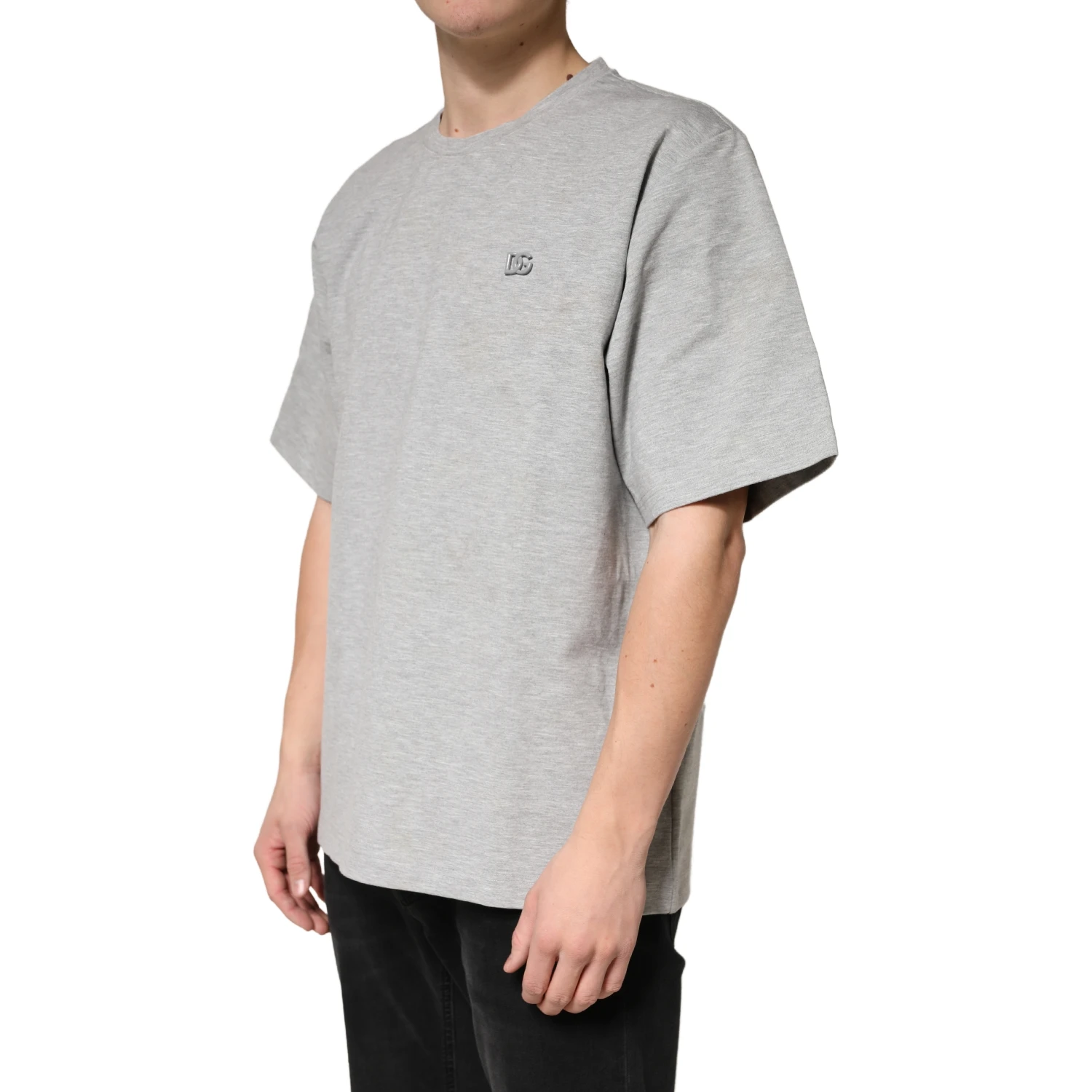 Grey Cotton Crewneck Short Sleeve T-Shirt