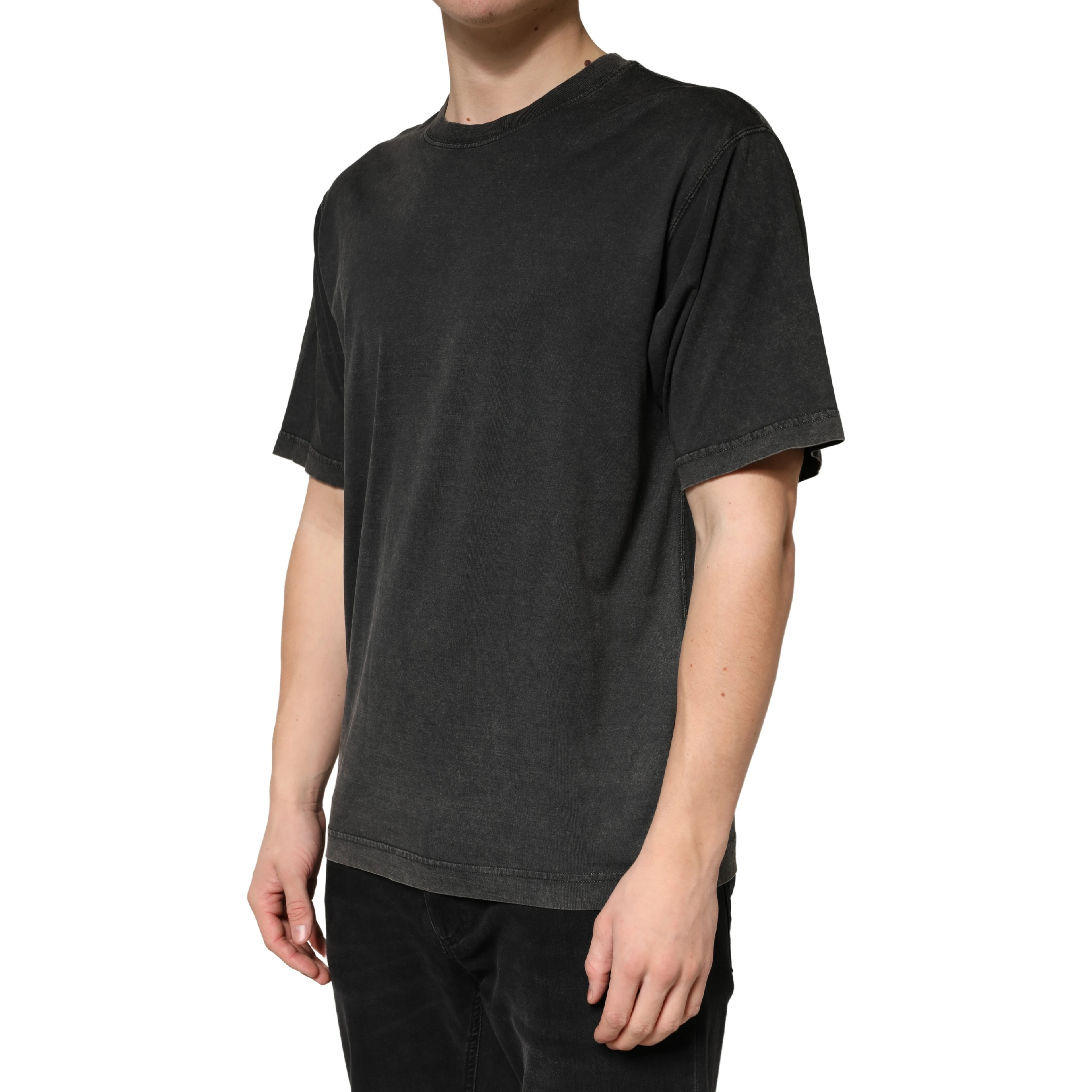 Black Cotton Crewneck Short Sleeve  T-Shirt