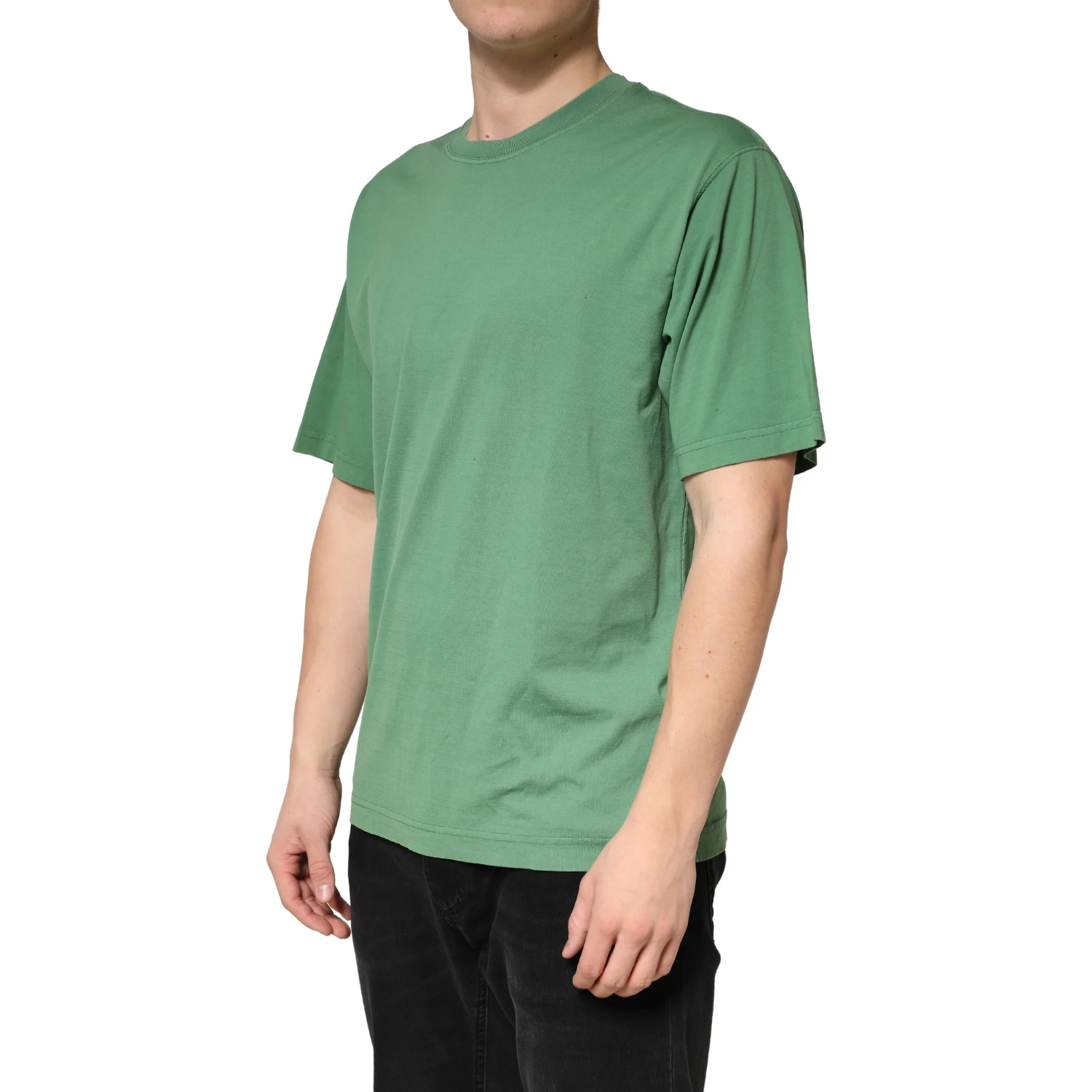 LightGreen Cotton Crewneck Short Sleeve T-Shirt