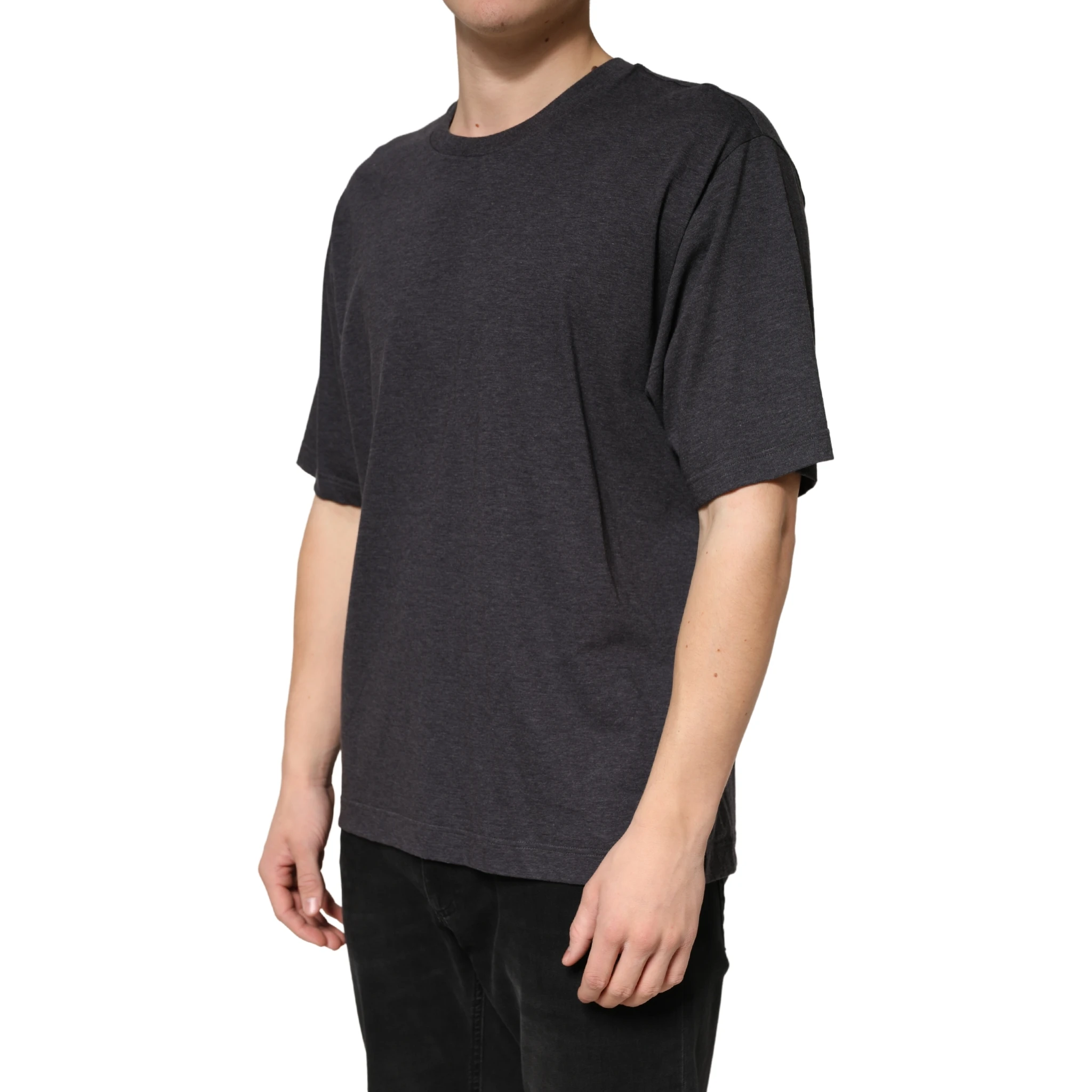 Dark Grey Cotton Crewneck Short Sleeve