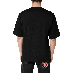 Black Cotton Crewneck Short Sleeve T-Shirt