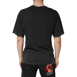 Black Cotton Crewneck Short Sleeve  T-Shirt