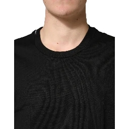 Black Cotton Crewneck Short Sleeve T-Shirt