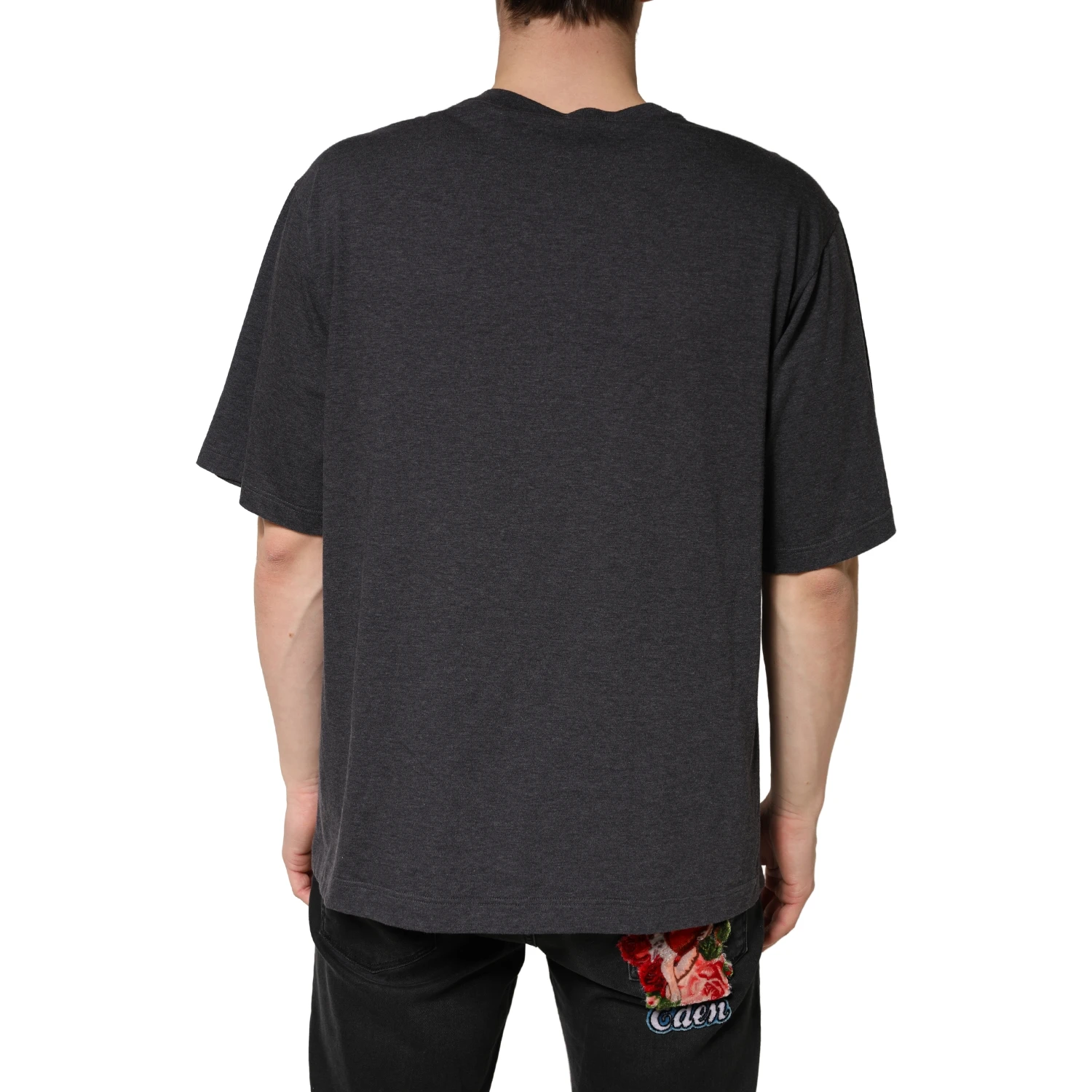 Dark Grey Cotton Crewneck Short Sleeve