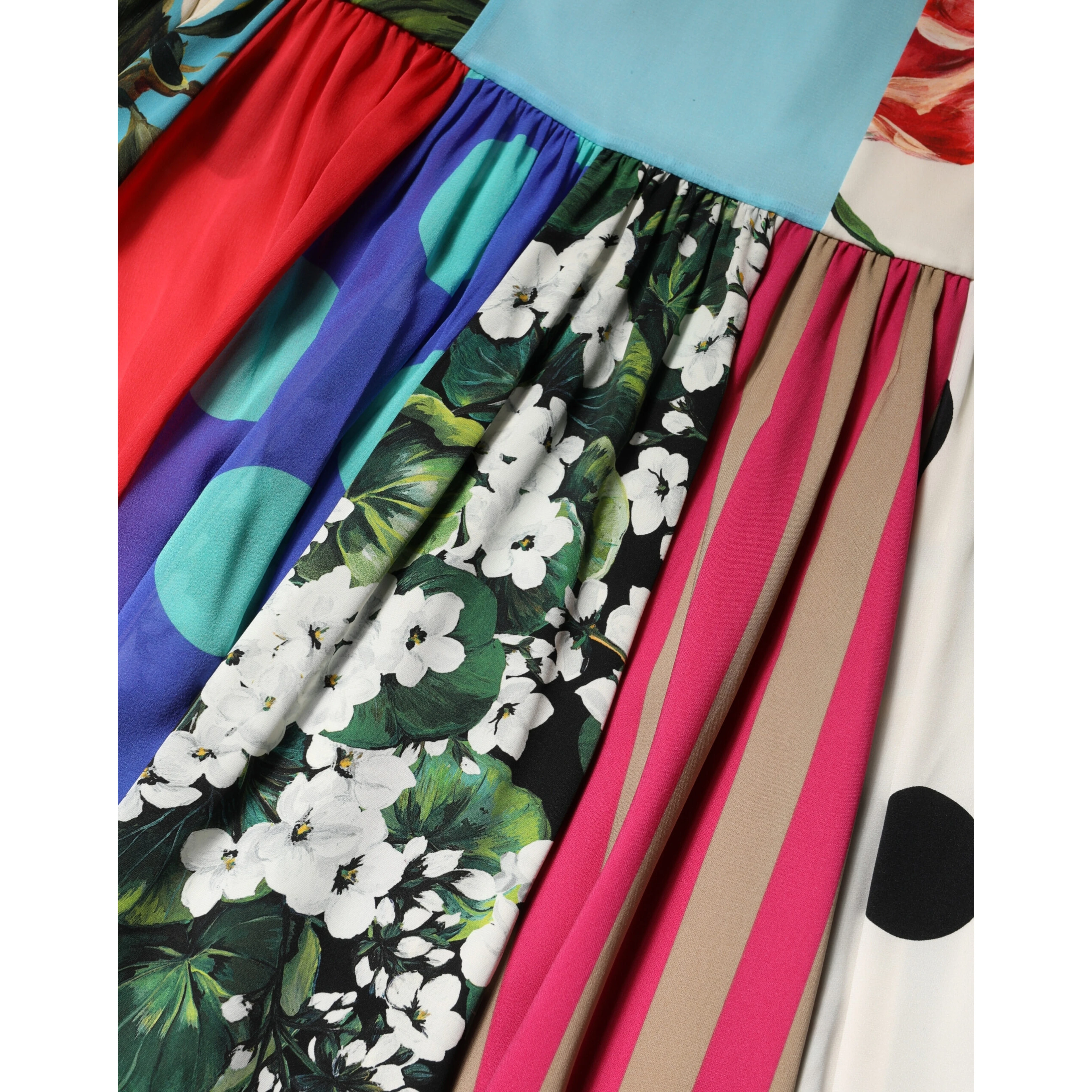 Multicolor Patchwork Silk Sleeveless Dress