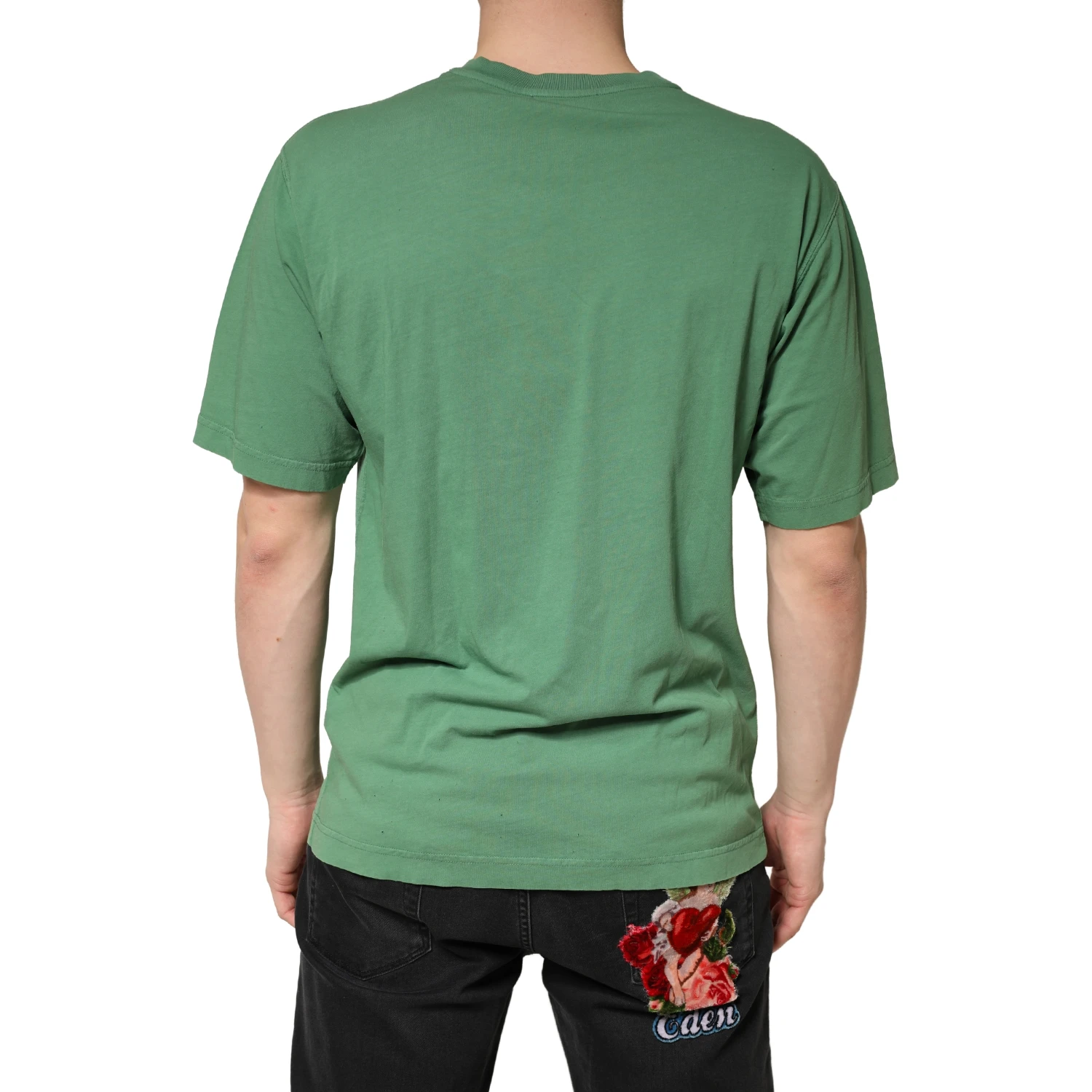 LightGreen Cotton Crewneck Short Sleeve T-Shirt