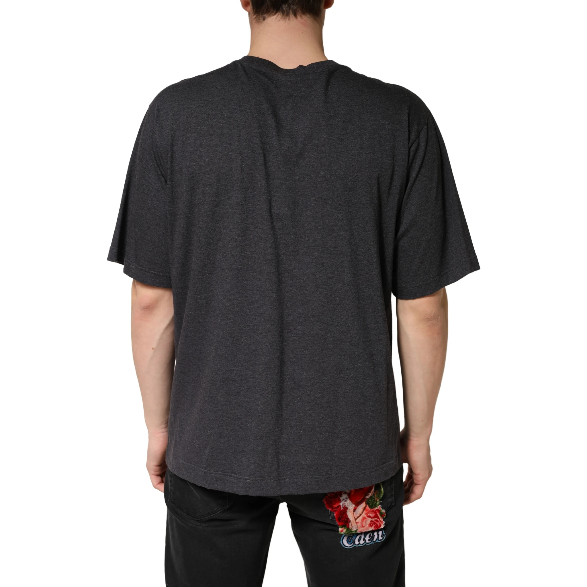 Dark Grey Cotton Crewneck Short Sleeve