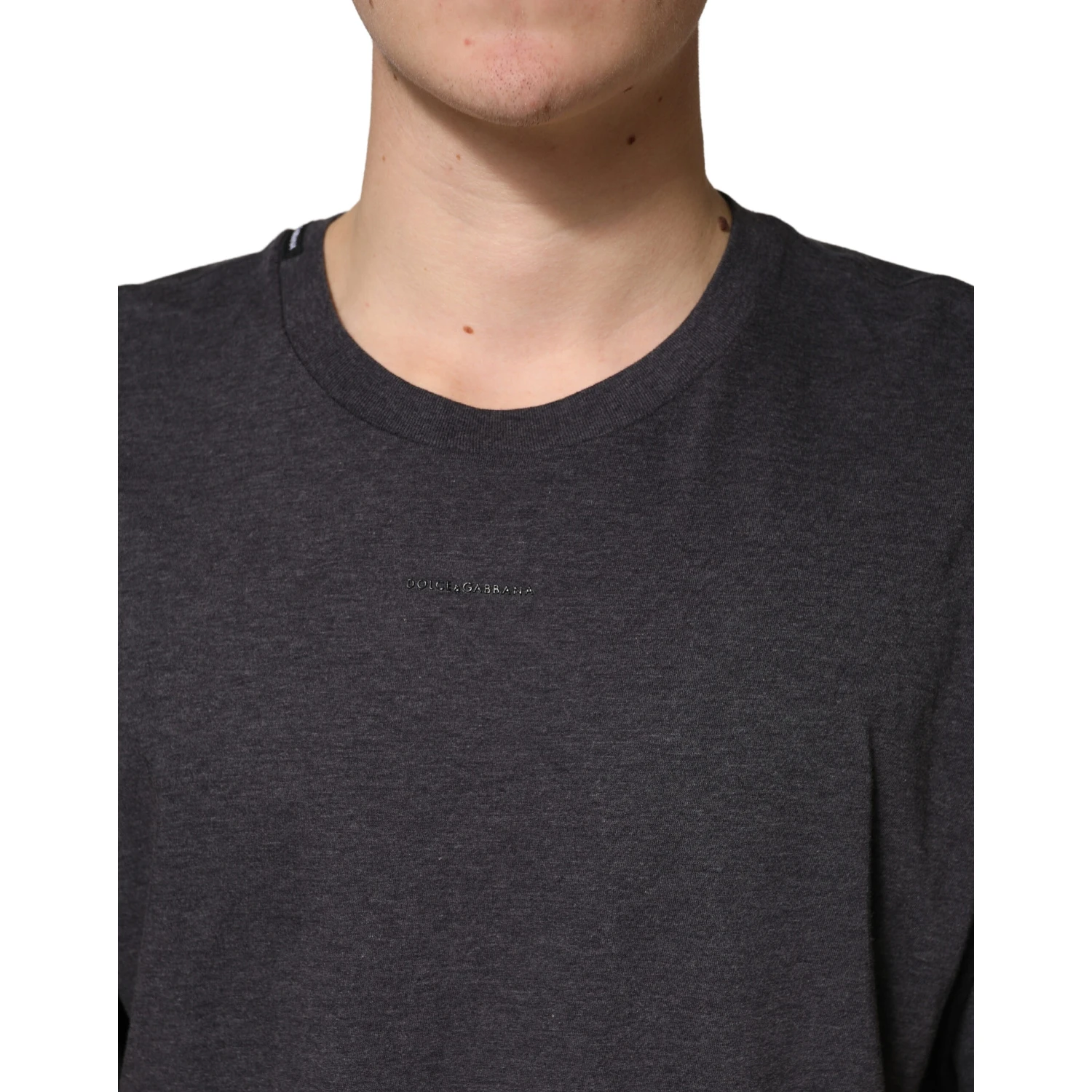 Dark Grey Cotton Crewneck Short Sleeve