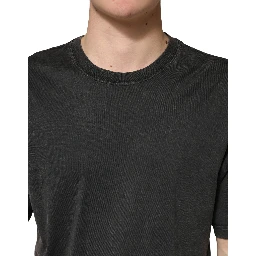 Black Cotton Crewneck Short Sleeve  T-Shirt