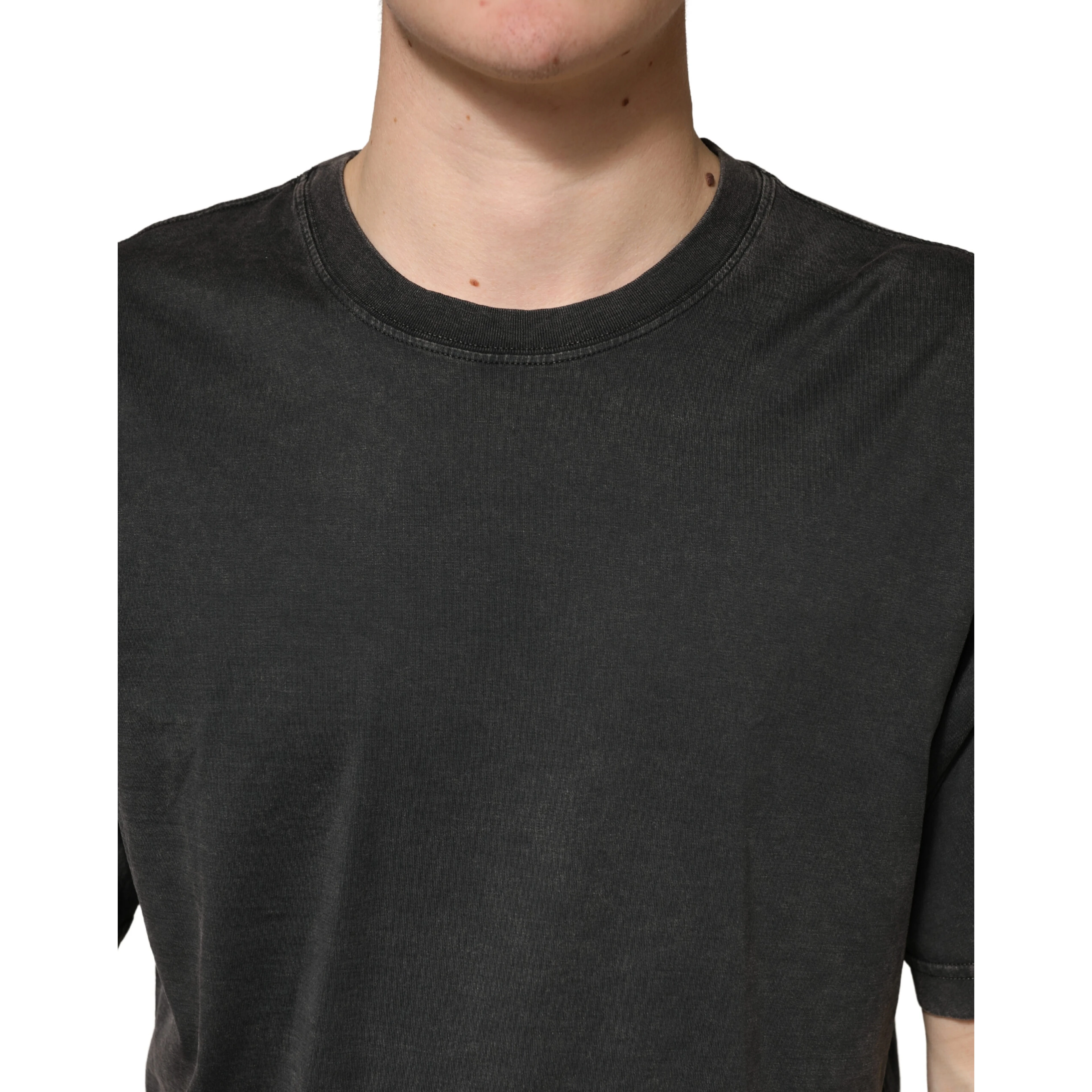 Black Cotton Crewneck Short Sleeve  T-Shirt