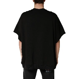 Black Cotton Crewneck Short Sleeve T-Shirt
