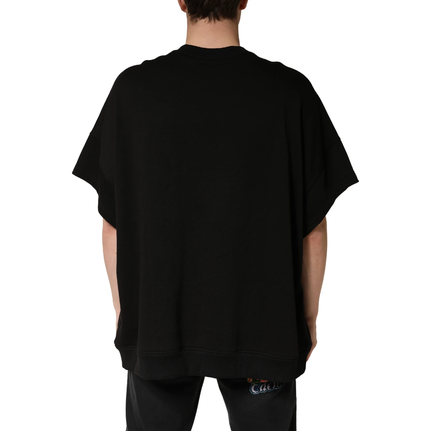 Black Cotton Crewneck Short Sleeve T-Shirt