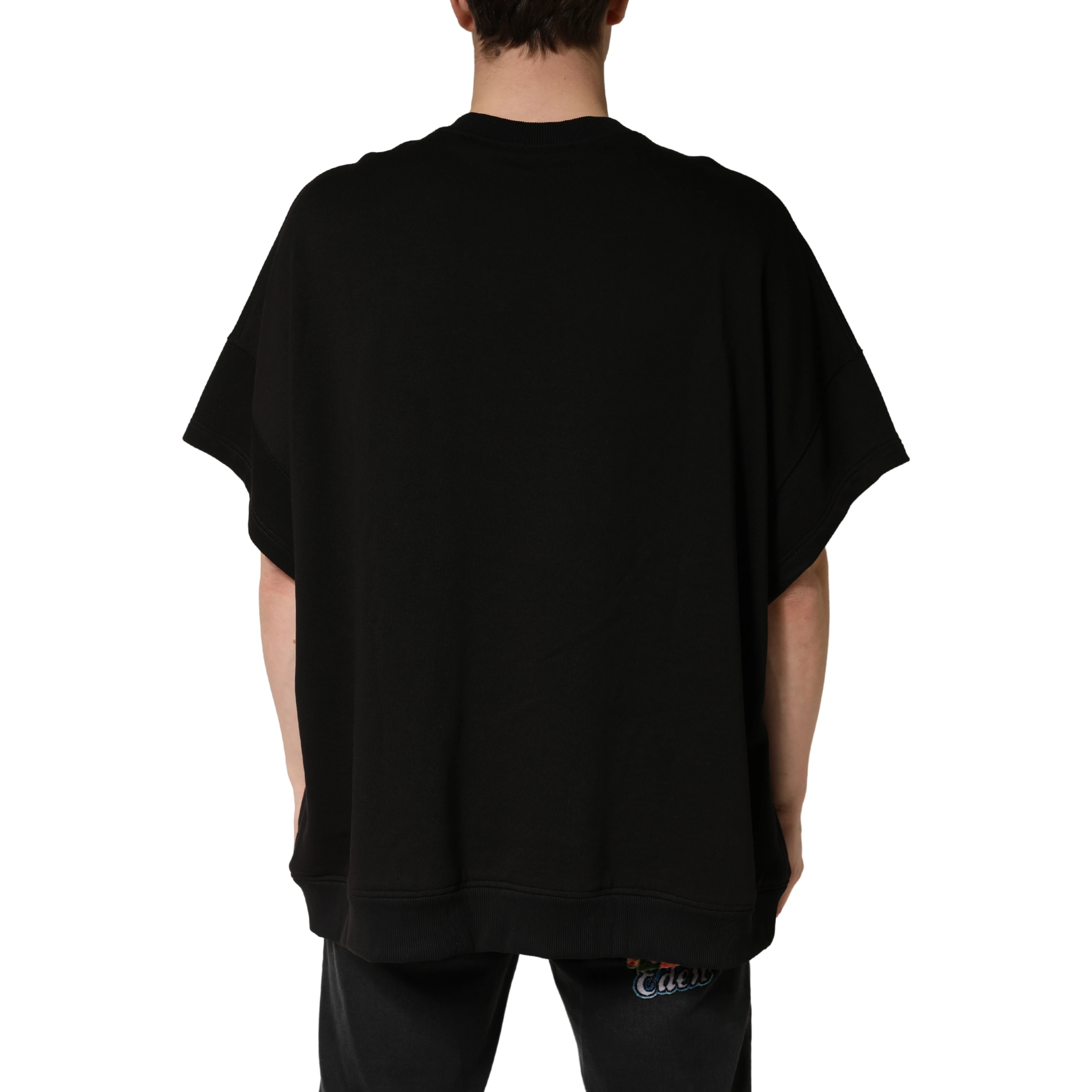 Black Cotton Crewneck Short Sleeve T-Shirt