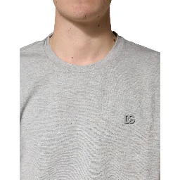 Grey Cotton Crewneck Short Sleeve T-Shirt