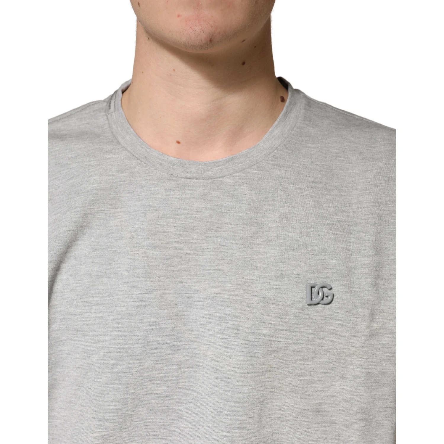 Grey Cotton Crewneck Short Sleeve T-Shirt