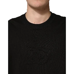 Black Cotton Crewneck Short Sleeve T-Shirt