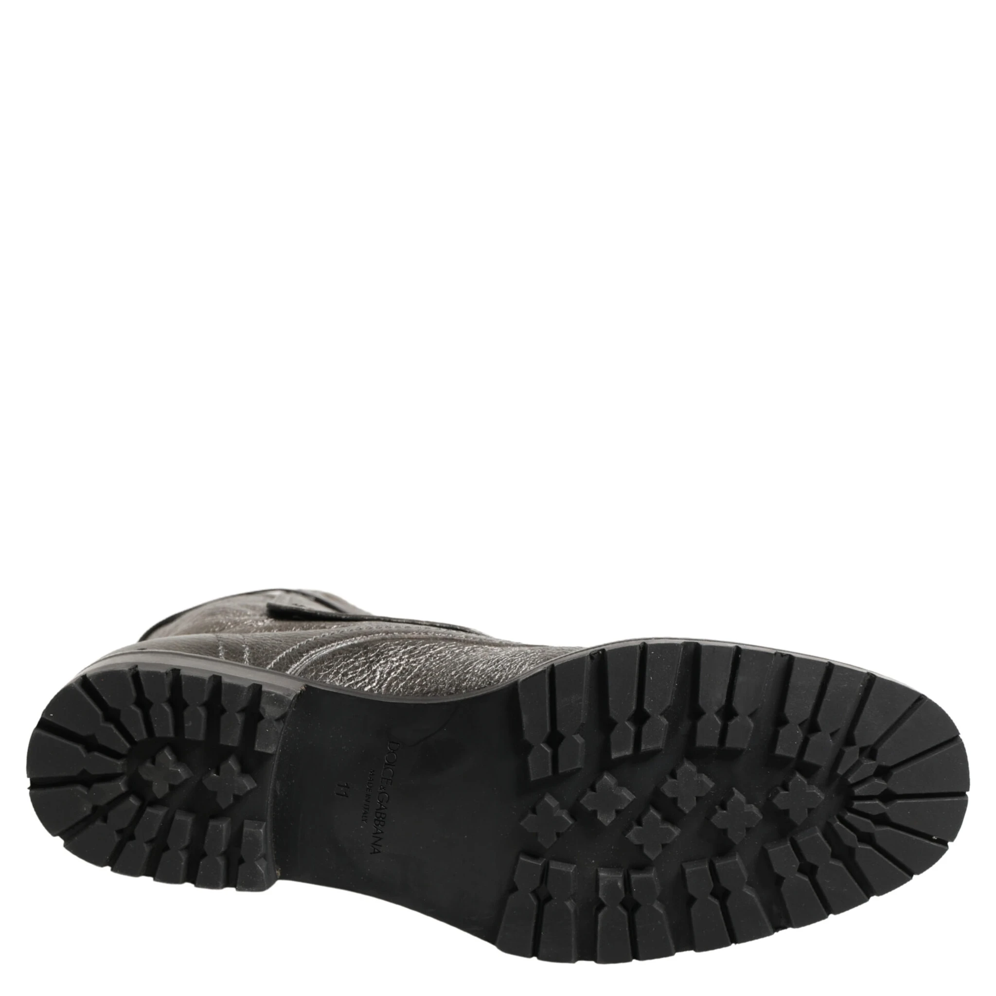 Metallic Leather Buckle Combat Boots Shoes