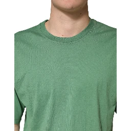 LightGreen Cotton Crewneck Short Sleeve T-Shirt