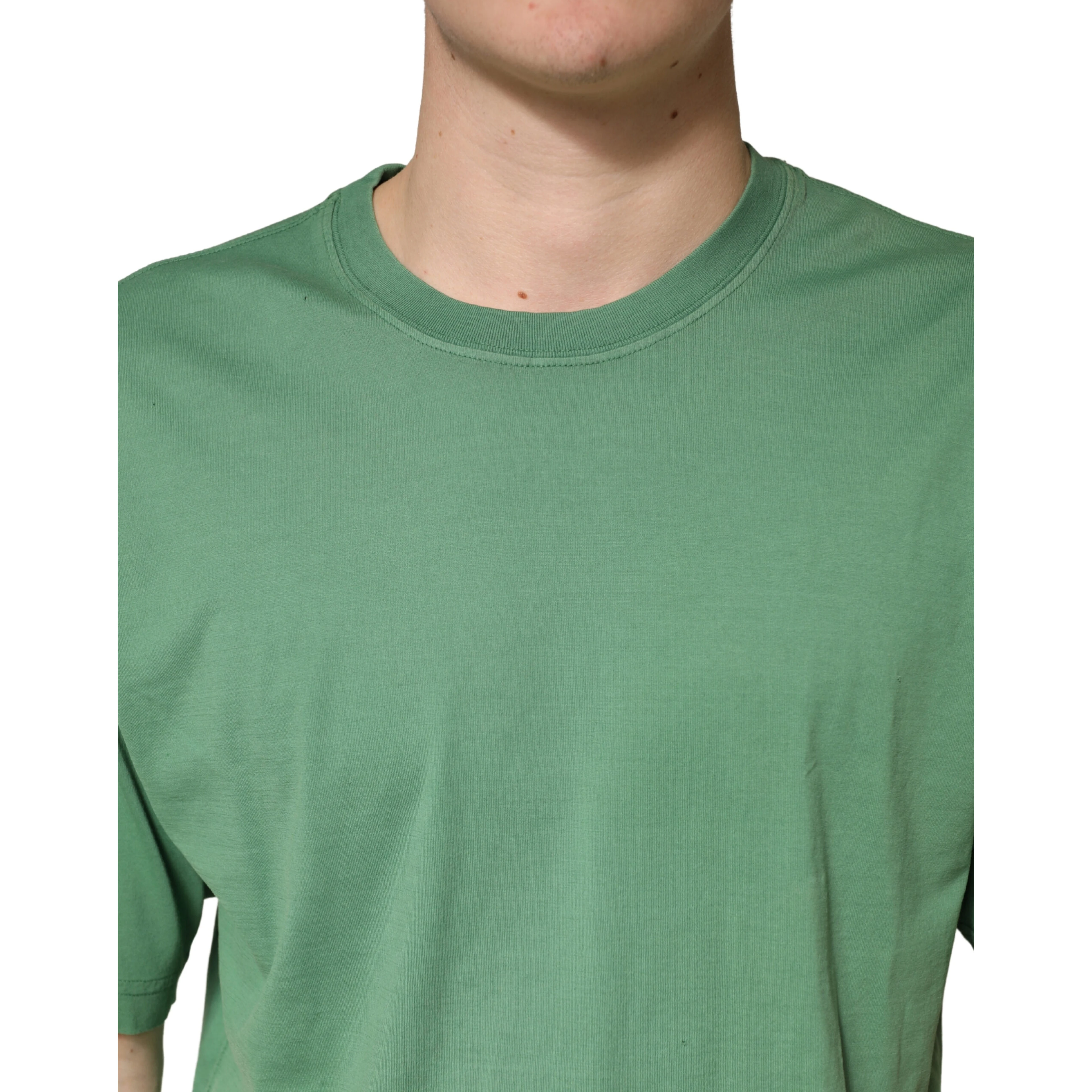 LightGreen Cotton Crewneck Short Sleeve T-Shirt