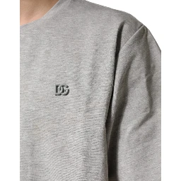 Grey Cotton Crewneck Short Sleeve T-Shirt