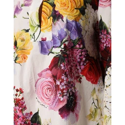Multicolor Floral Cotton Longsleeves Midi Dress