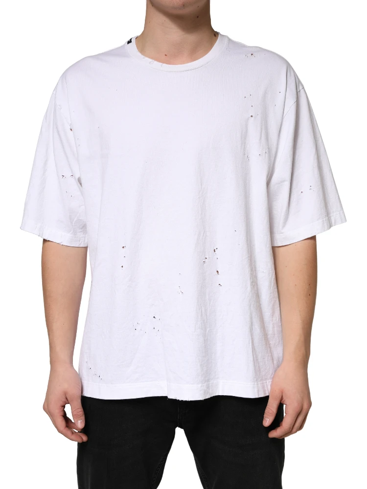 White Cotton Crewneck Short Sleeve T-Shirt