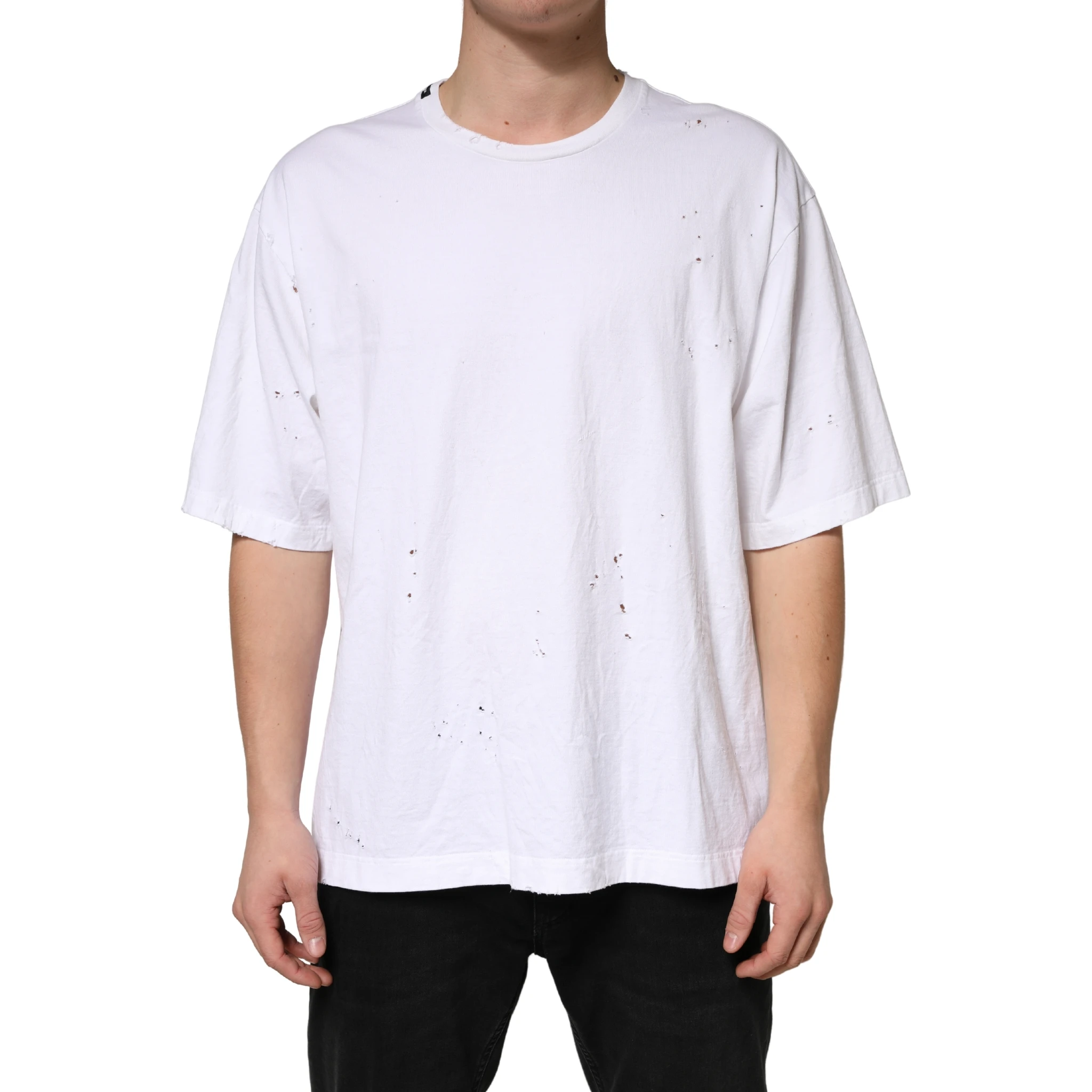 White Cotton Crewneck Short Sleeve T-Shirt