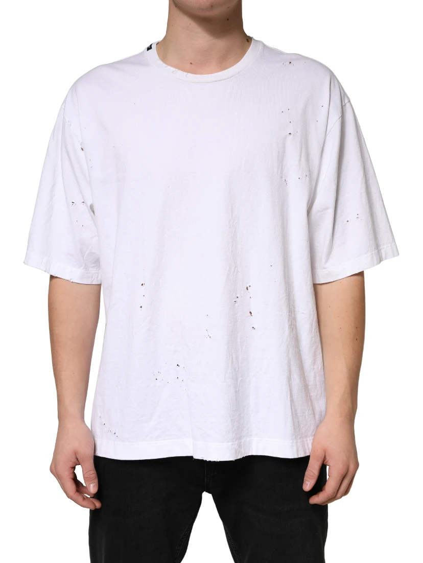 White Cotton Crewneck Short Sleeve T-Shirt